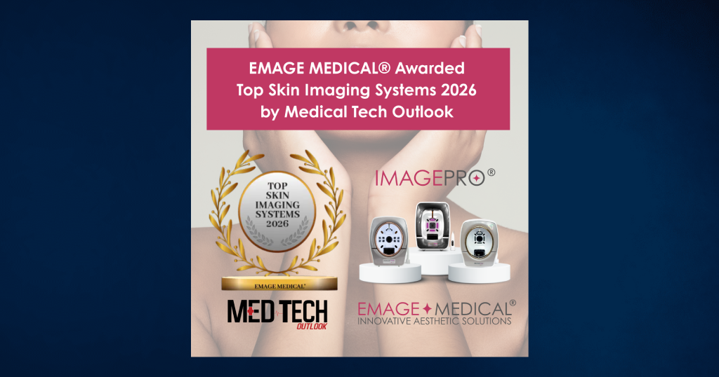 EMAGE Medical awarded Top Skin Imaging Systems 2026 by Medical Tech Outlook, ImagePro devices with a woman in background